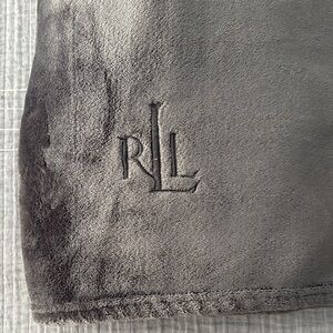 Ralph Lauren grey velour bed Blanket full queen excellent condition warm clean